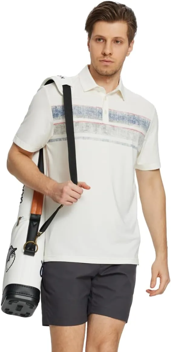 M MAELREG Golf Shirts for Men Quick Dry Short Sleeve Casual Stylish Moisture Wicking Chest Print Collared Mens Polo Shirts
