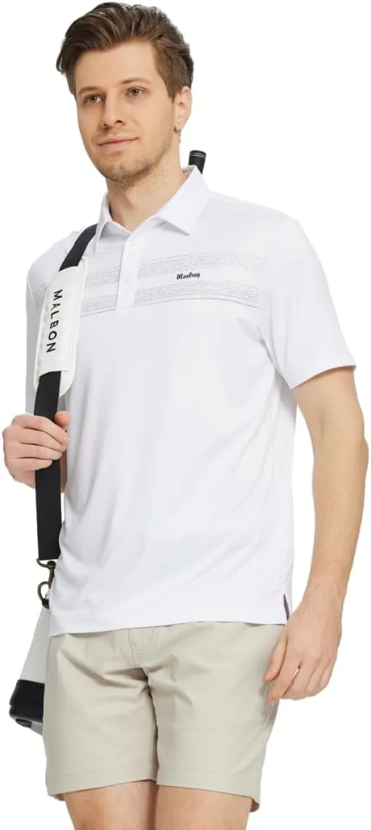 M MAELREG Golf Shirts for Men Quick Dry Short Sleeve Casual Stylish Moisture Wicking Chest Print Collared Mens Polo Shirts
