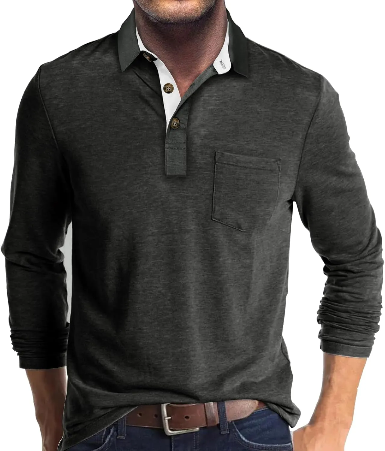 Mens Fashion Polo Shirts Short Sleeve Shirt Classic Button Cotton Stylish Golf Polo Shirts with Pocket for Men