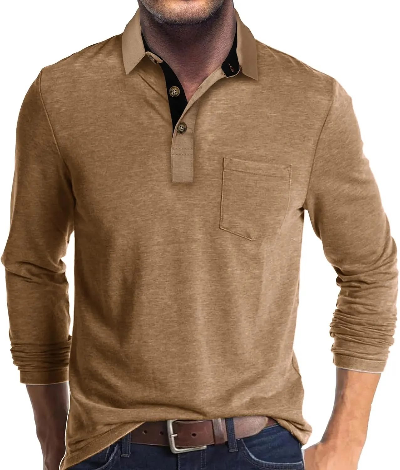 Mens Fashion Polo Shirts Short Sleeve Shirt Classic Button Cotton Stylish Golf Polo Shirts with Pocket for Men