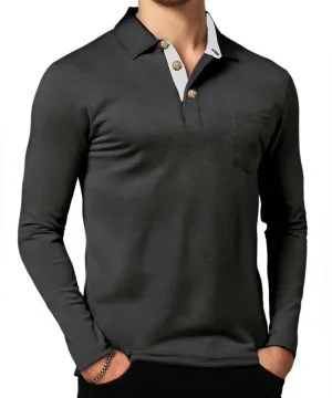 Mens Fashion Polo Shirts Short Sleeve Shirt Classic Button Cotton Stylish Golf Polo Shirts with Pocket for Men