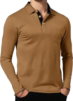 Mens Fashion Polo Shirts Short Sleeve Shirt Classic Button Cotton Stylish Golf Polo Shirts with Pocket for Men