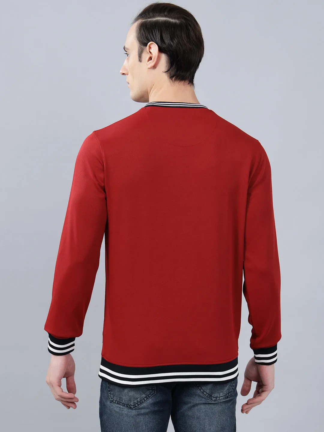 Men's Red Printed Full Sleeves T-shirt For Winter