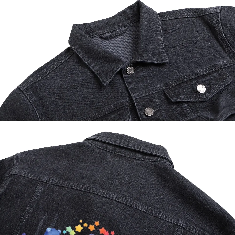 Mens Vintage Scarebear Graphic Denim Jacket