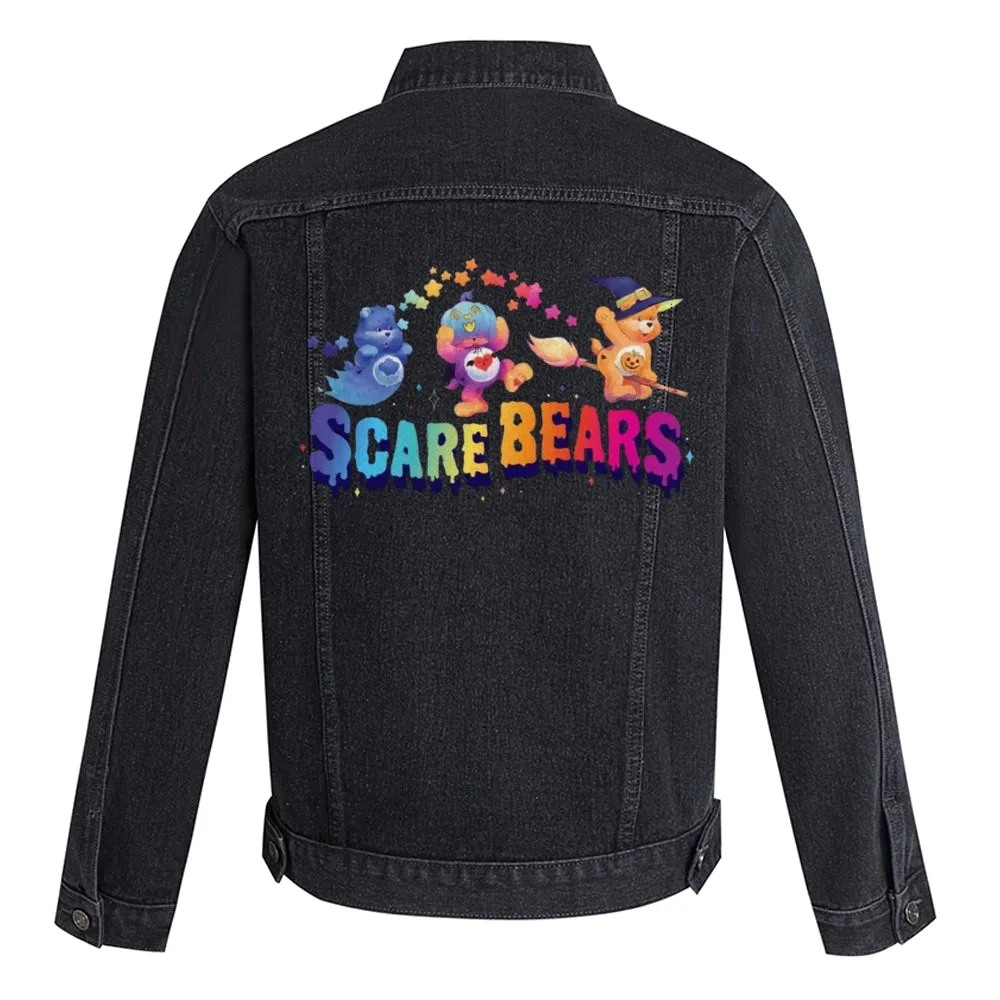 Mens Vintage Scarebear Graphic Denim Jacket
