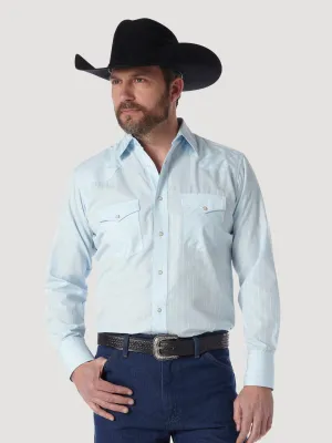 Men's Wrangler Blue Tone on Tone Stripe Western Snap Shirt