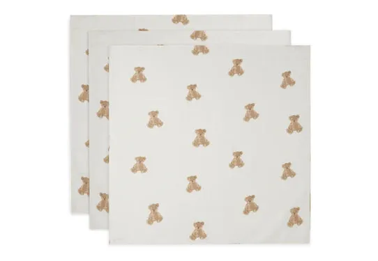 MUSLIN CLOTH TEDDY BEAR 3-PACK