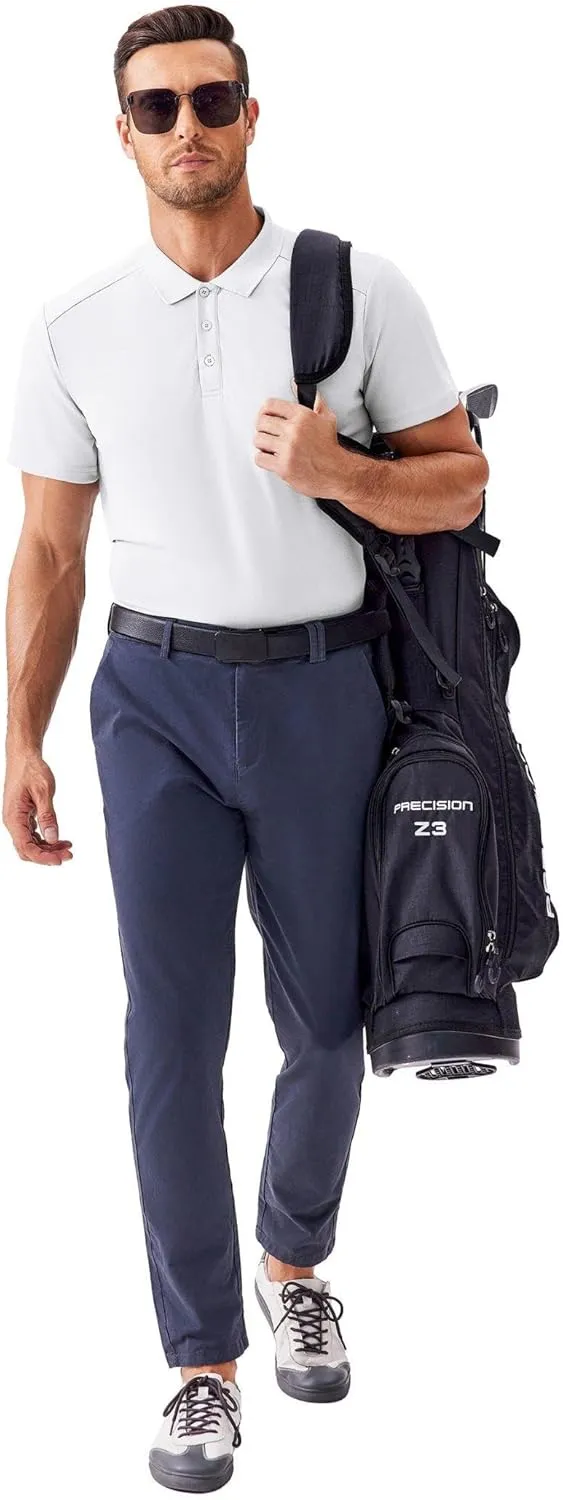 PINSPARK Golf Polo Shirts for Men Quick Dry Short Sleeve Collared Shirt Slim Fit Casual Solid Stylish Polos Shirt
