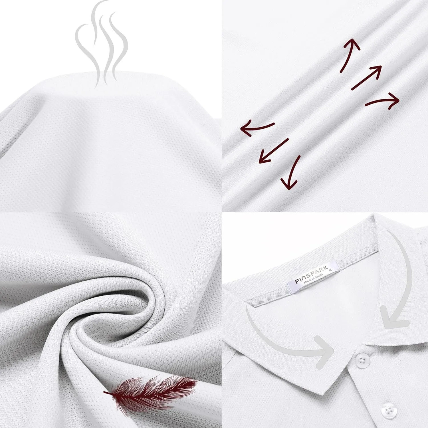 PINSPARK Golf Polo Shirts for Men Quick Dry Short Sleeve Collared Shirt Slim Fit Casual Solid Stylish Polos Shirt