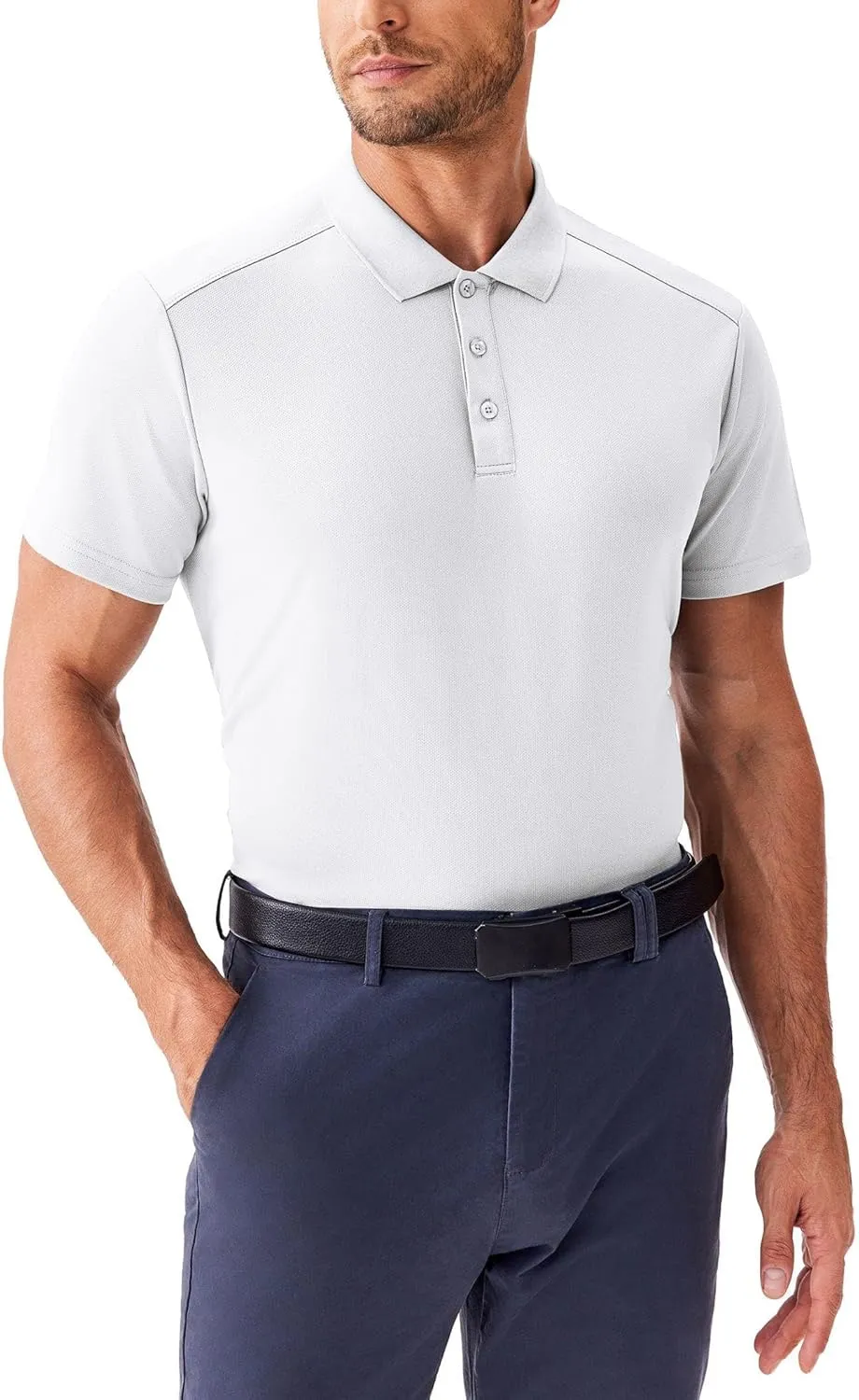 PINSPARK Golf Polo Shirts for Men Quick Dry Short Sleeve Collared Shirt Slim Fit Casual Solid Stylish Polos Shirt