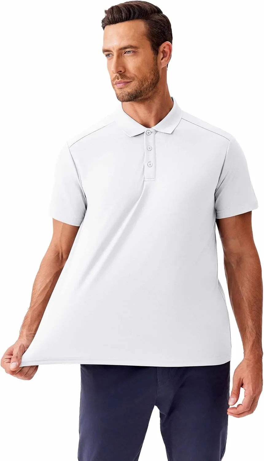 PINSPARK Golf Polo Shirts for Men Quick Dry Short Sleeve Collared Shirt Slim Fit Casual Solid Stylish Polos Shirt