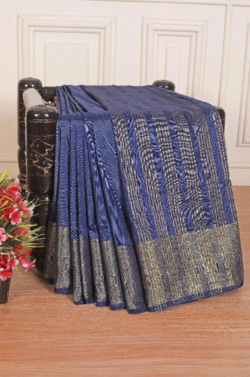 Pure Mysore Silk Sarees: Where Tradition Meets Luxury in Dark blue