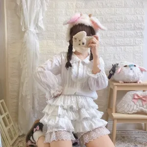 Ruffled White Bloomer Shorts