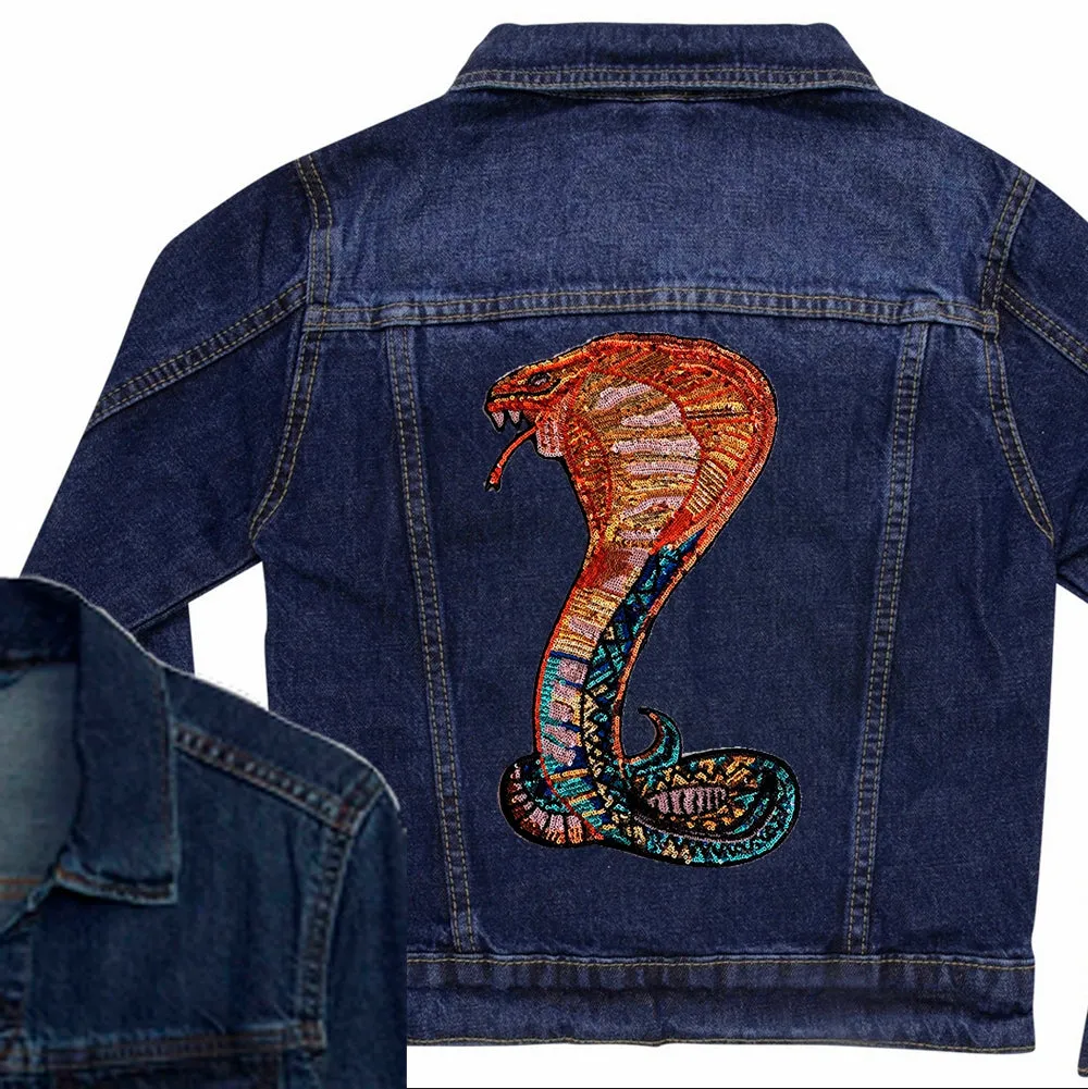 Sequin Serpent Denim Jacket