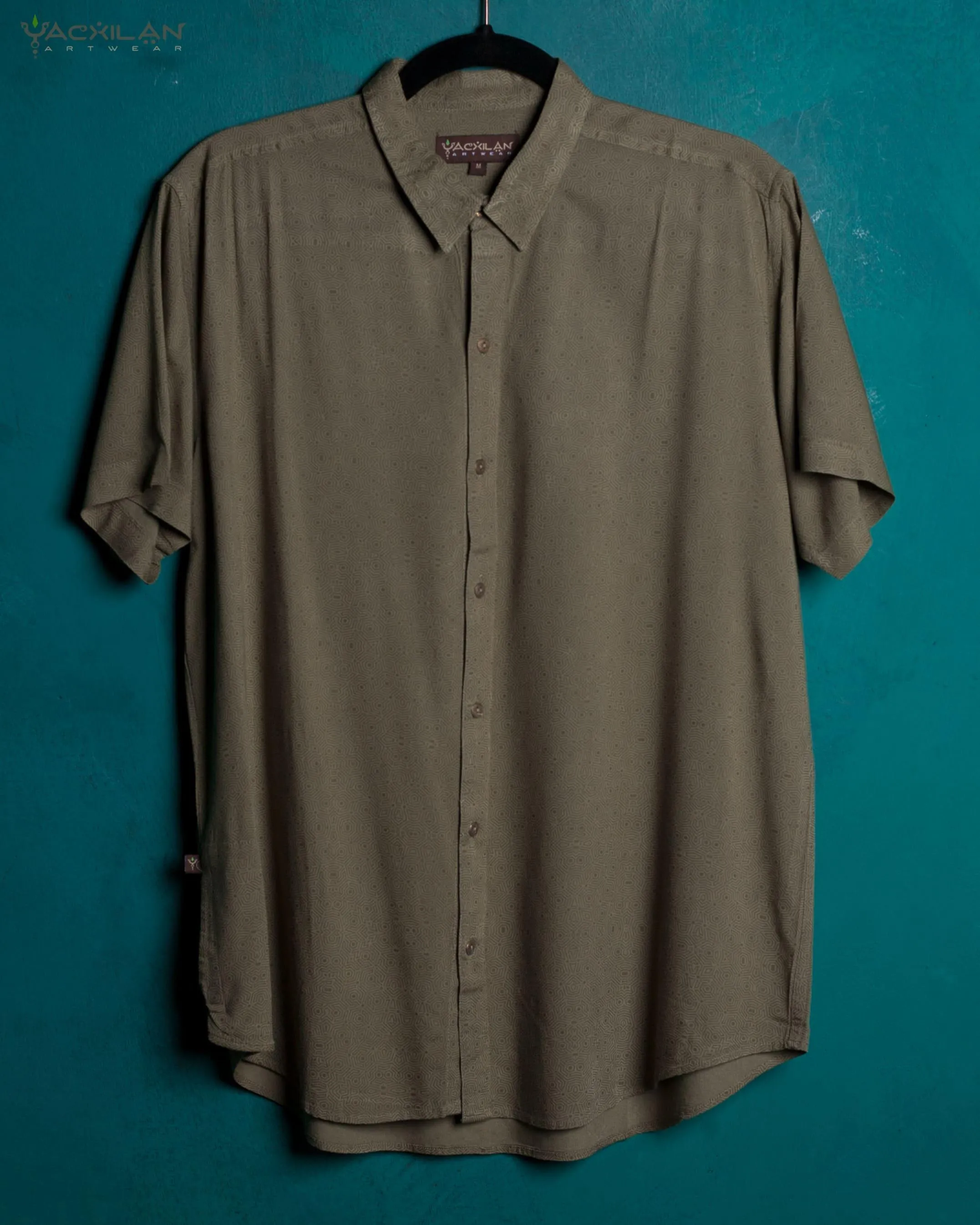 Shirt Men Half Sleeves / Viscose - Screenprint - Sand MAZATECH