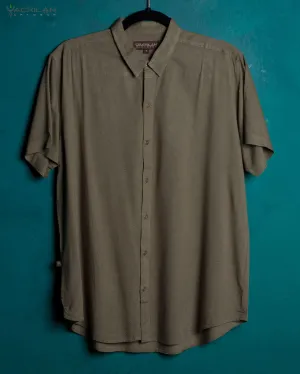 Shirt Men Half Sleeves / Viscose - Screenprint - Sand MAZATECH