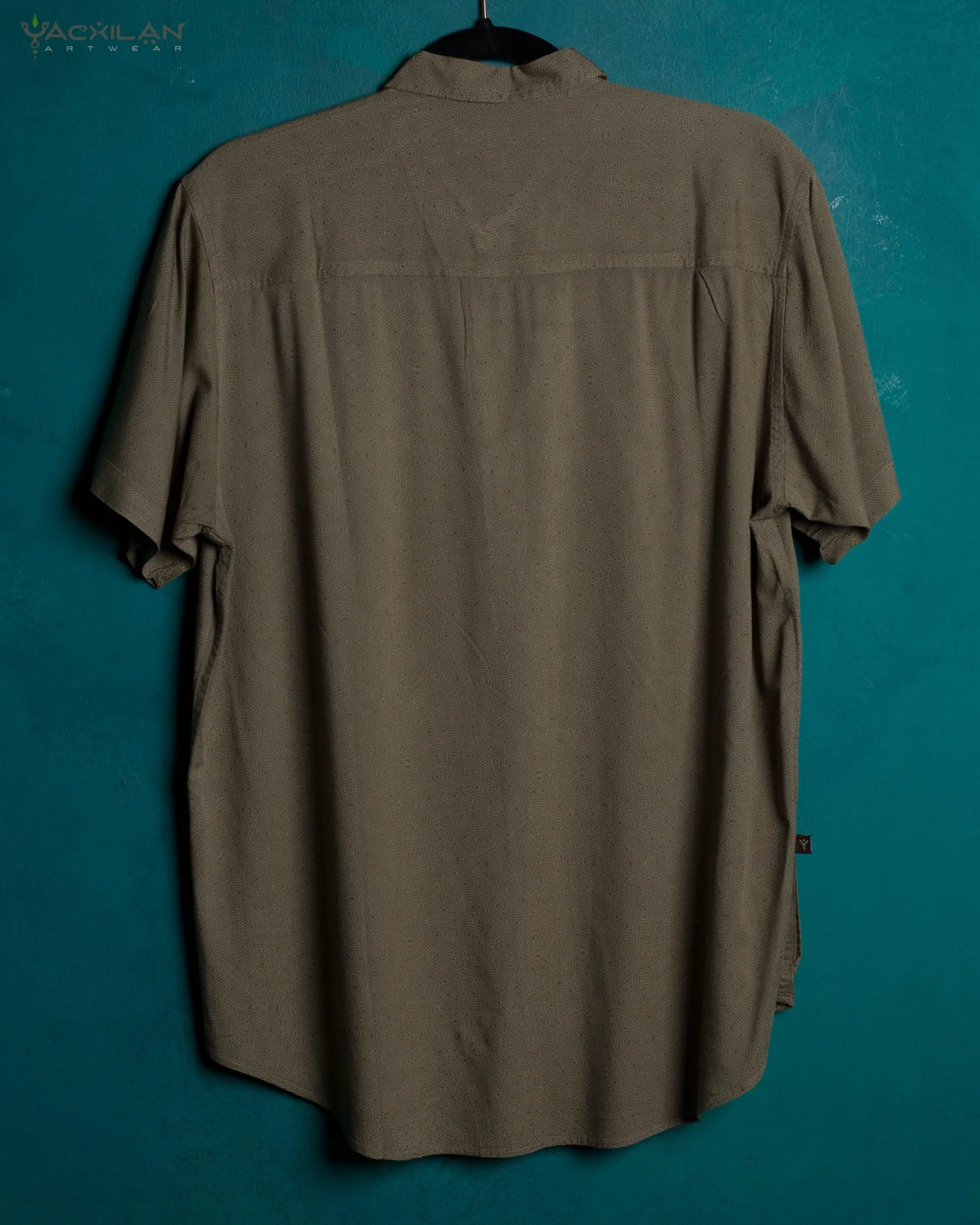 Shirt Men Half Sleeves / Viscose - Screenprint - Sand MAZATECH