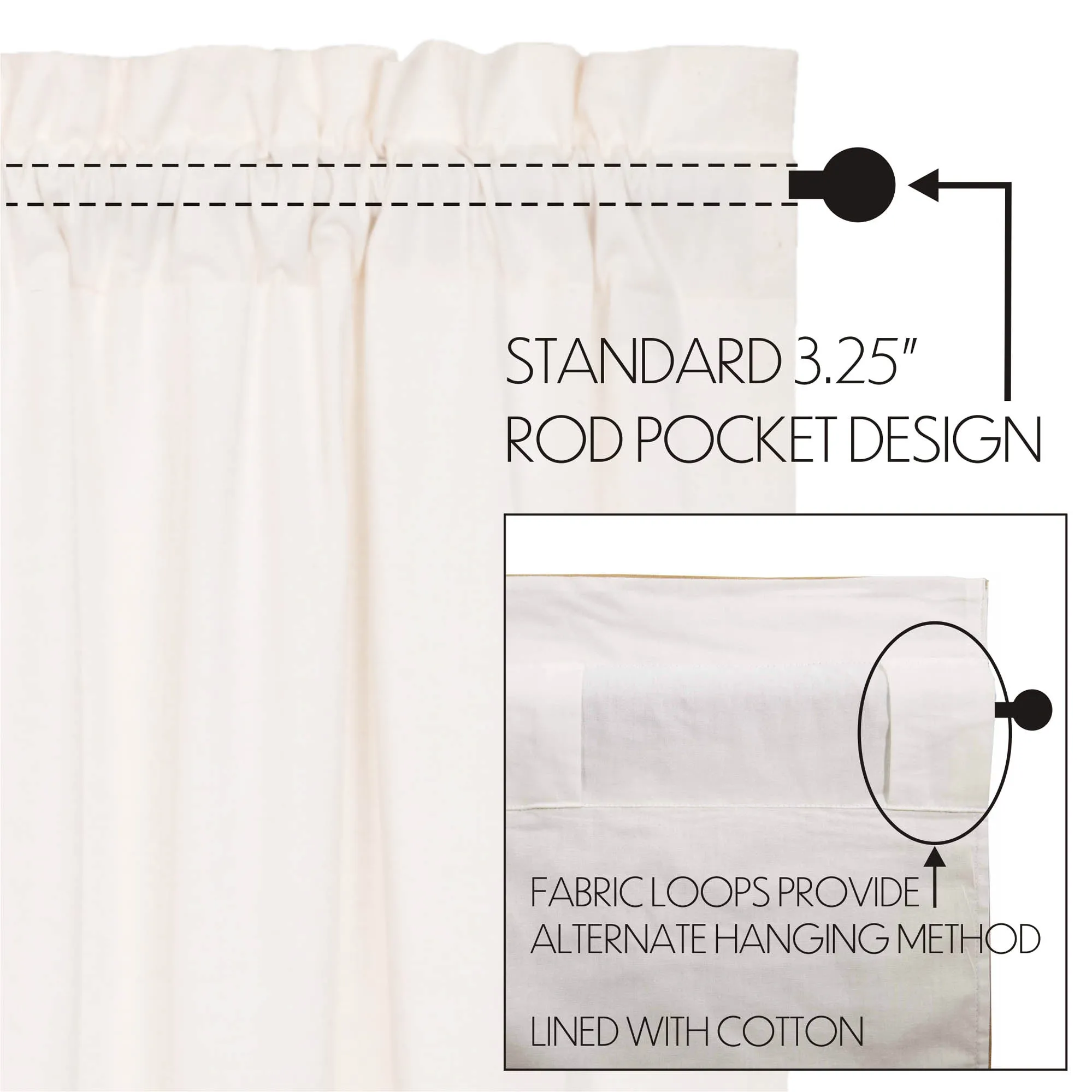 Simple Life Flax Antique White Ruffled Valance 16x60