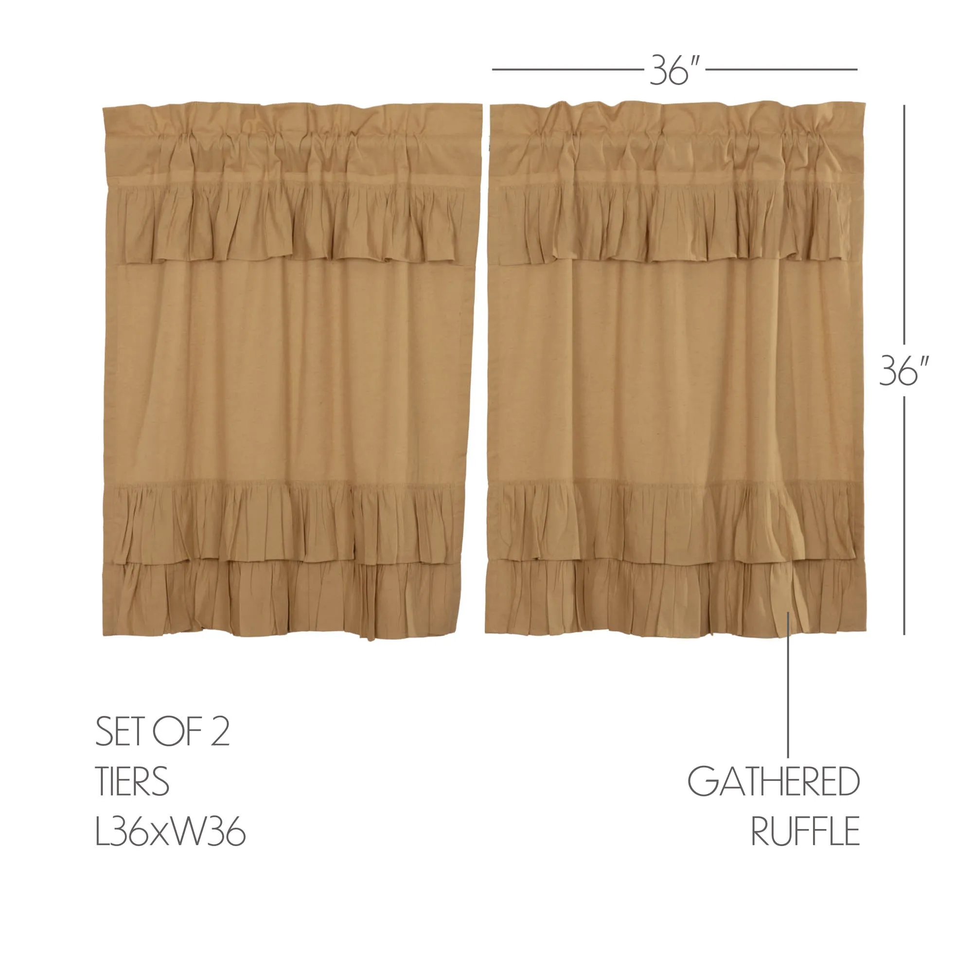 Simple Life Flax Khaki Ruffled Tier Set of 2 L36xW36