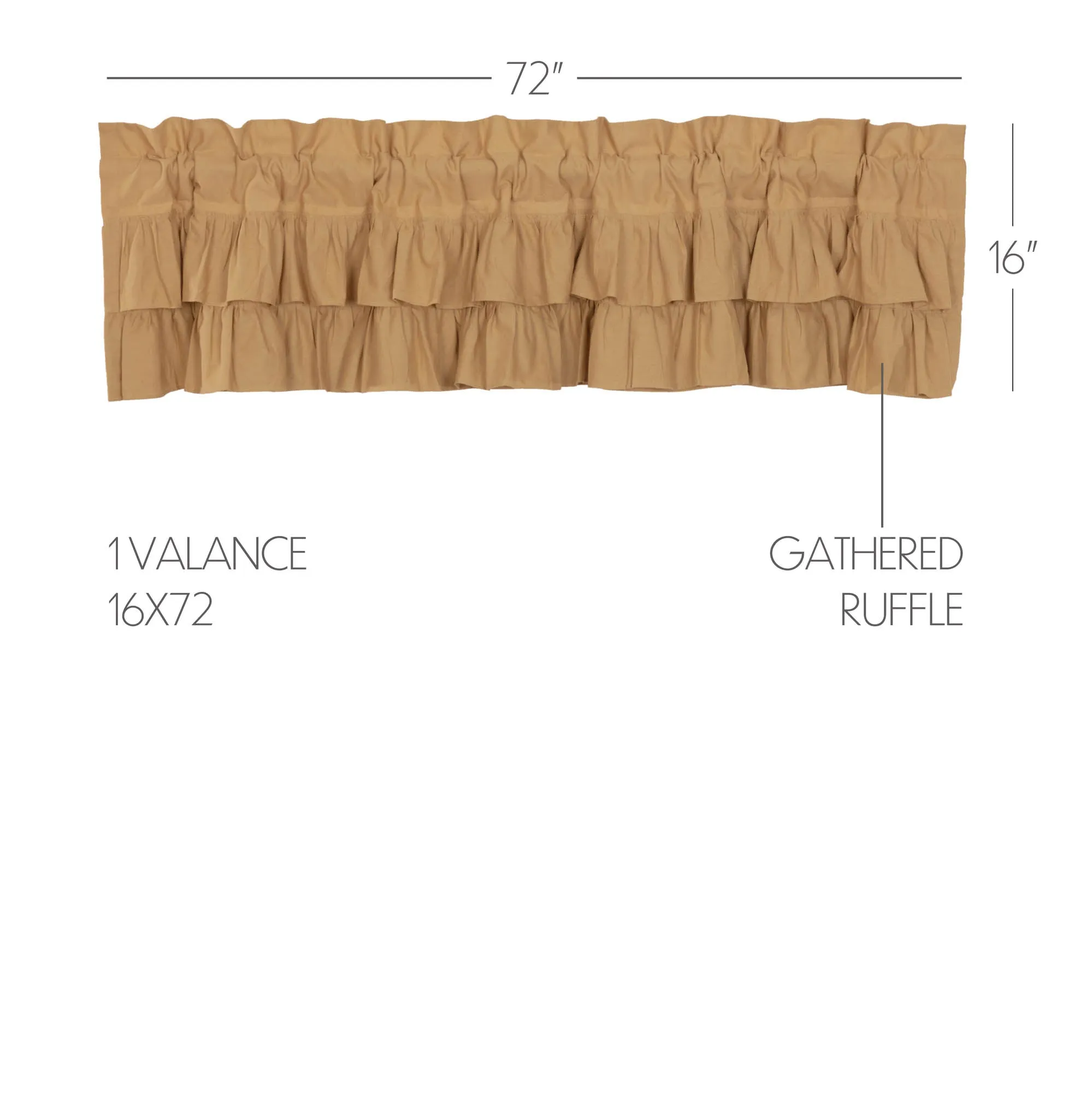 Simple Life Flax Khaki Ruffled Valance 16x72