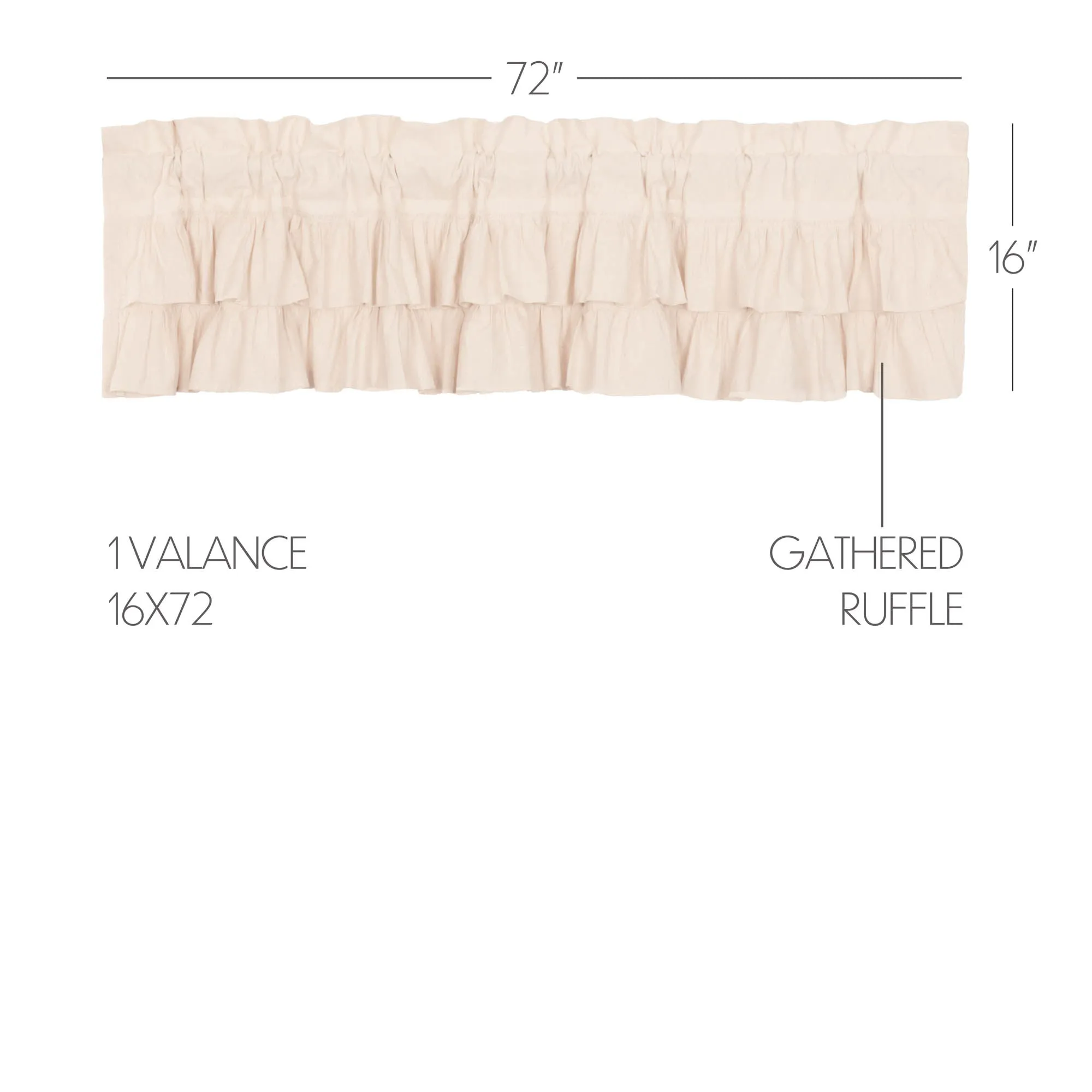 Simple Life Flax Natural Ruffled Valance 16x72