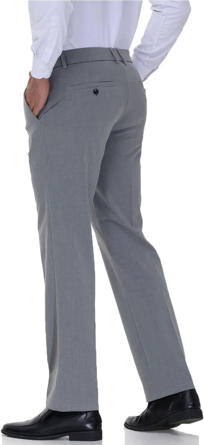Soojun Men's Modern Fit Flex Flat Front Dress Pants