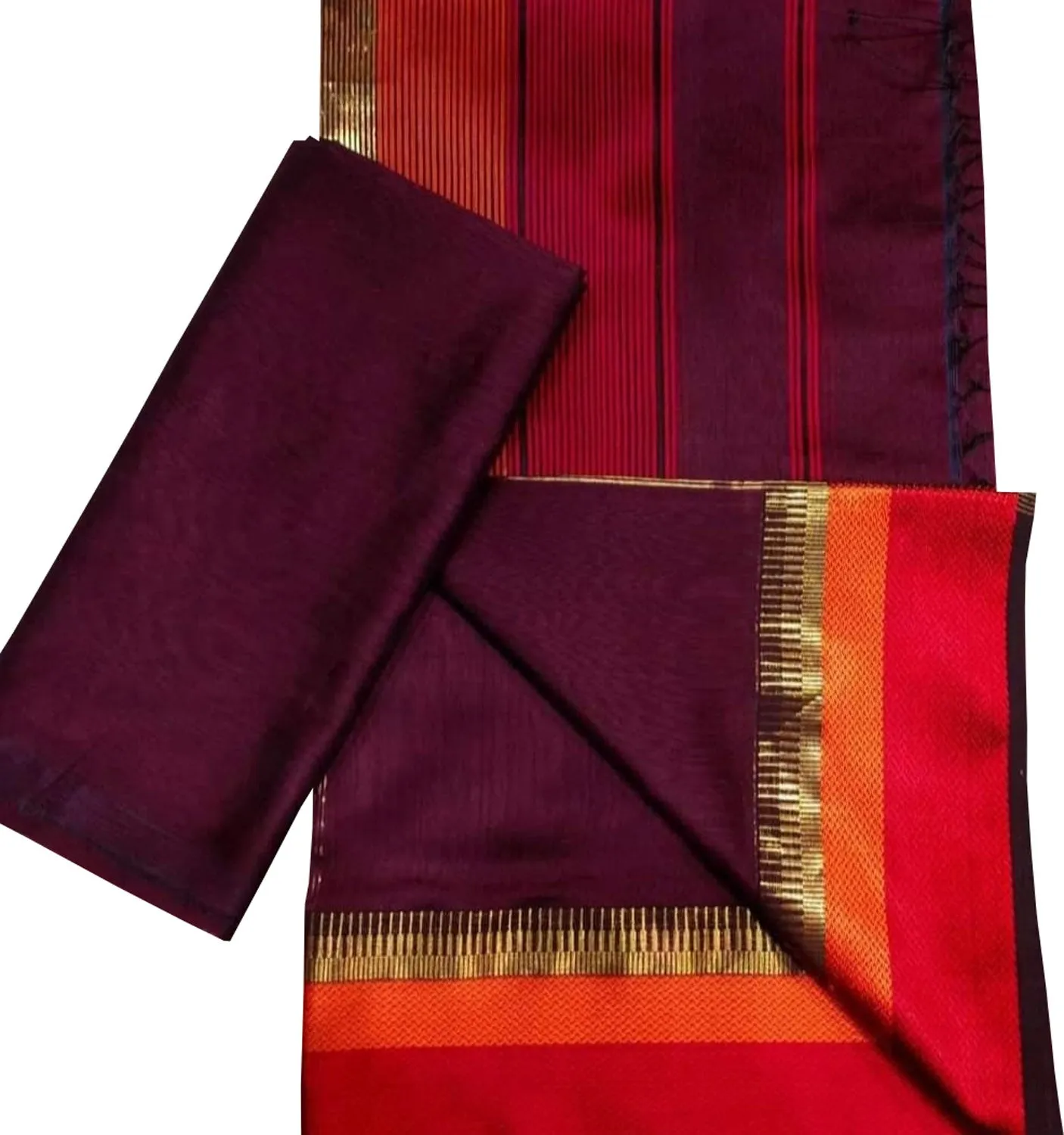 Stunning Maroon Maheshwari Cotton Silk Suit