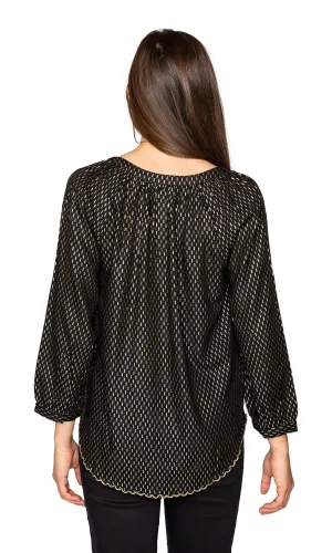 Velvet by Graham & Spencer Milla Gold Printed Peasant Blouse