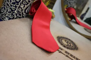 Vibrant Bright Red Pure Banarasi Satin Silk Neck Tie