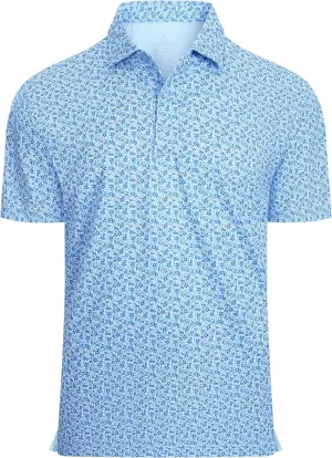 WARHORSEE Mens Golf Shirt Short Sleeve Super Stretch Printed Golf Polo Moisture Wicking Dry Fit Polo Shirts for Men