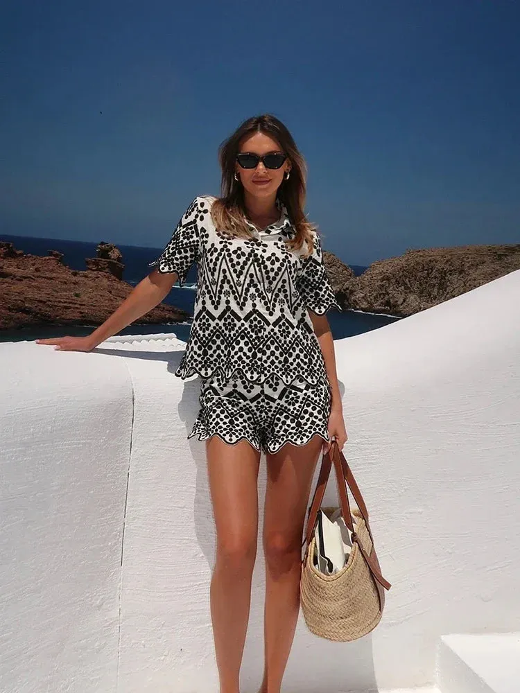 Women Embroidered Bohemian 2 Piece Set for Summer Adventures