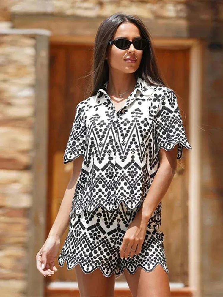 Women Embroidered Bohemian 2 Piece Set for Summer Adventures