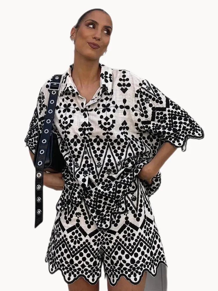 Women Embroidered Bohemian 2 Piece Set for Summer Adventures