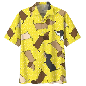 Yellow Dachshund Watercolor Hawaiian Shirt